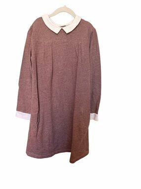 Olive Juice Girls' Mauve Long-Sleeve Dress with White Peter Pan Collar